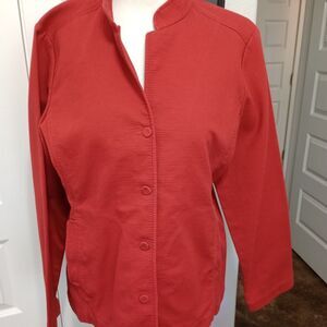 Eileen Fisher Red Rust Color Button Closure Blazer Size L